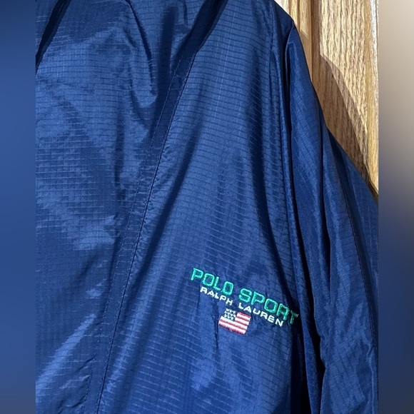 Vintage 90’s Polo Sport Ralph Lauren Dark Blue Raincoat Men’s Medium - Picture 4 of 9
